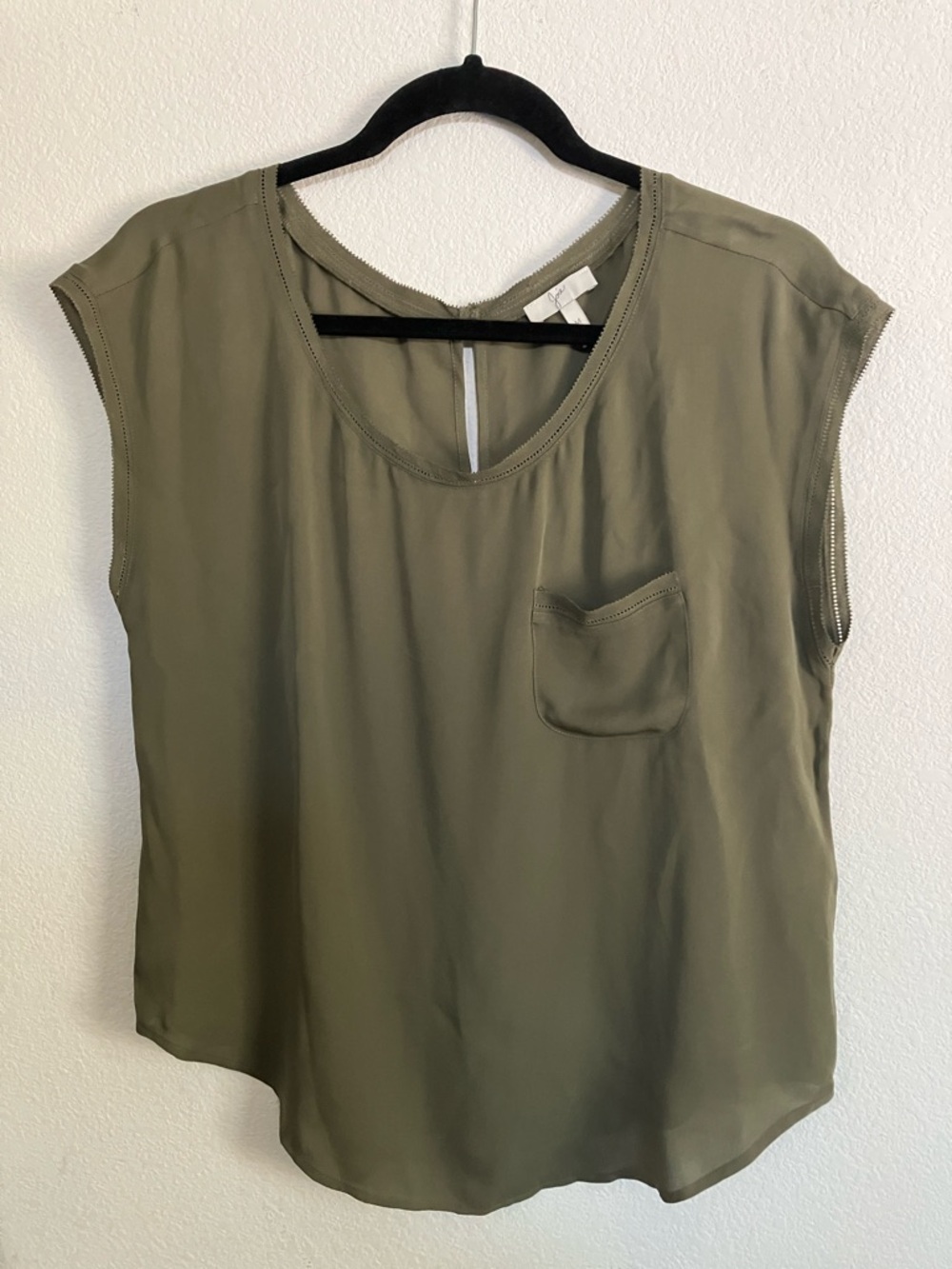 Joie Women's Natural Silk Cap Sleeve Pocket Top M